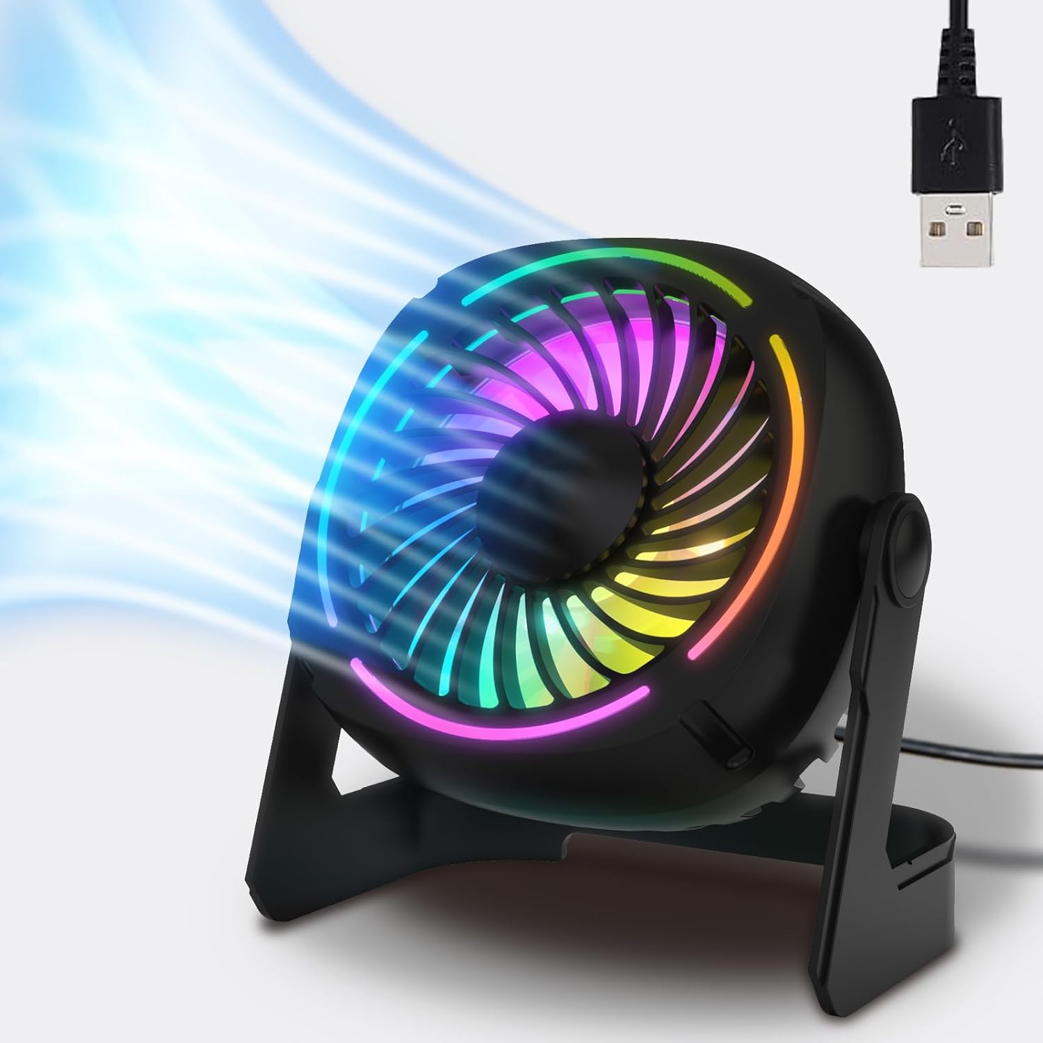 Bedside Fan With Night Light and USB